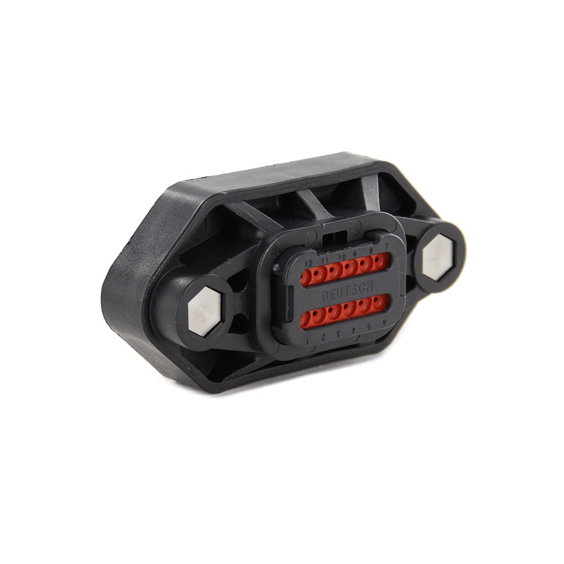 DT04-12PB-LE01 – DT Series – 12 Pin Receptacle – B Key, Sealed Flange Gasket, End Cap, Black
