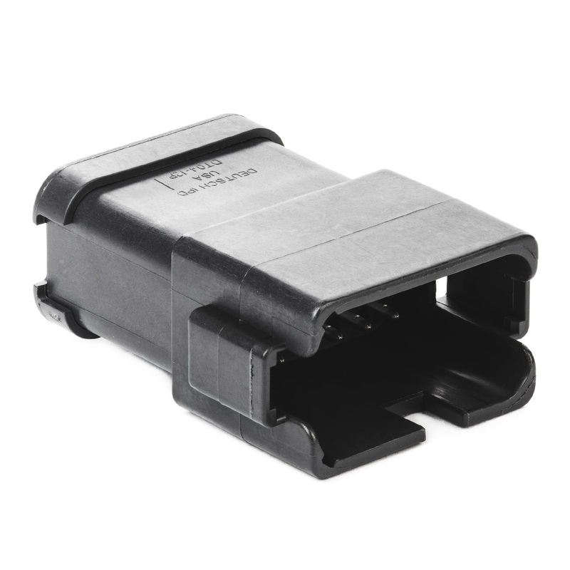 DT04-12PB-P021 – DT Series – 12 Pin Receptacle – B Key, 12 Pin Buss, Nickel Pins, Black