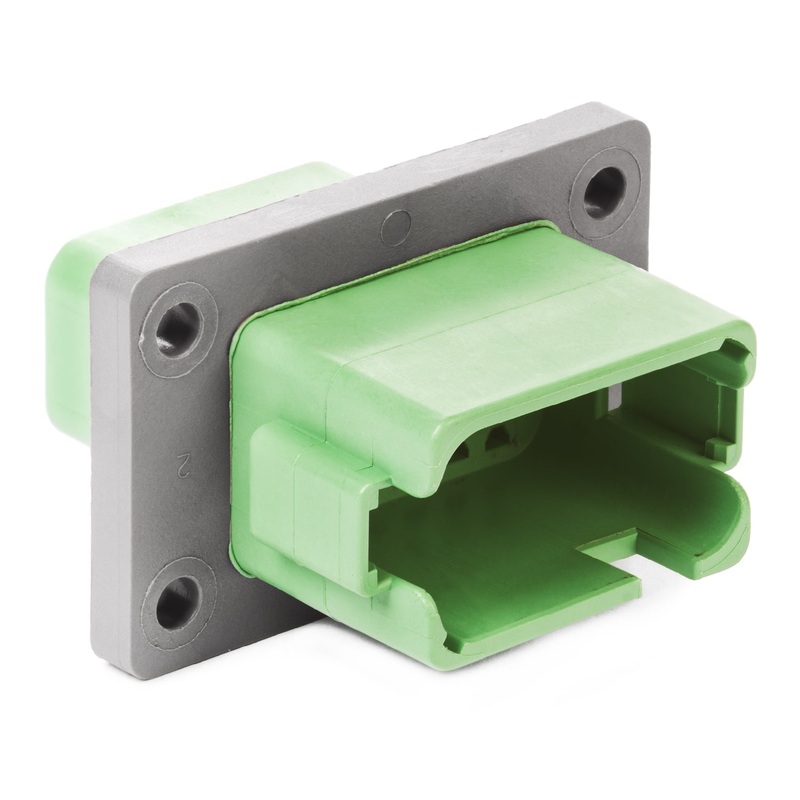DT04-12PC-BL04 – DT Series – 12 Pin Receptacle – Enhanced C Key, Welded Flange, Green