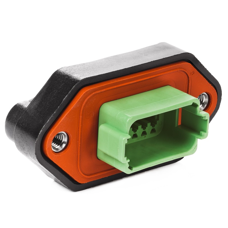 DT04-12PC-LE01 – DT Series – 12 Pin Receptacle – C Key, Sealed Flange Gasket, End Cap, Green