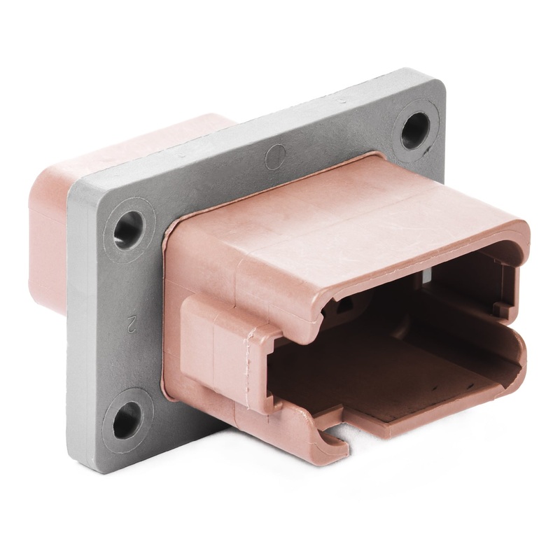 DT04-12PD-BL04 – DT Series – 12 Pin Receptacle – Enhanced D Key, Welded Flange, Brown