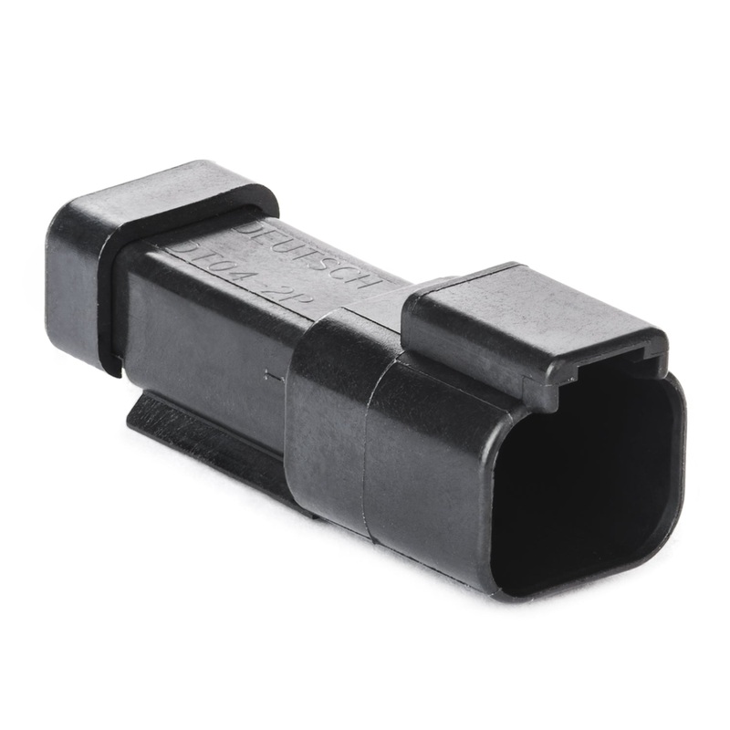 DT04-2P-CE03 – DT Series – 2 Pin Receptacle – Reduced Dia. Seals, End Cap, Black