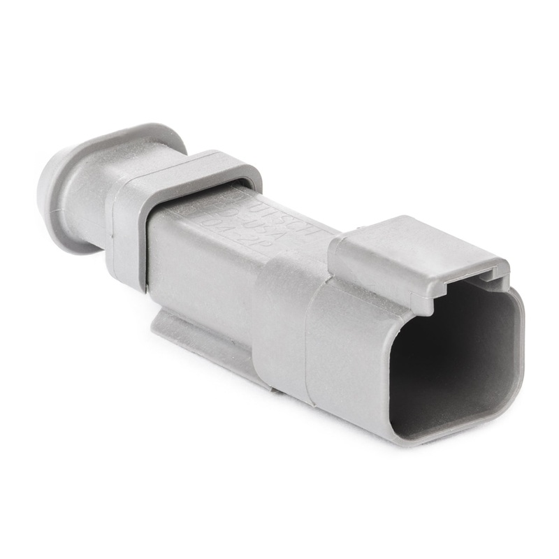 DT04-2P-CE04 – DT Series –  2 Pin Receptacle – Reduced Dia. Seals, Shrink Boot Adapter, Gray