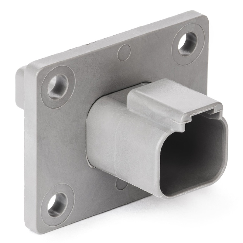 DT04-2P-L012 – DT Series –  2 Pin Receptacle – Welded Flange, Gray