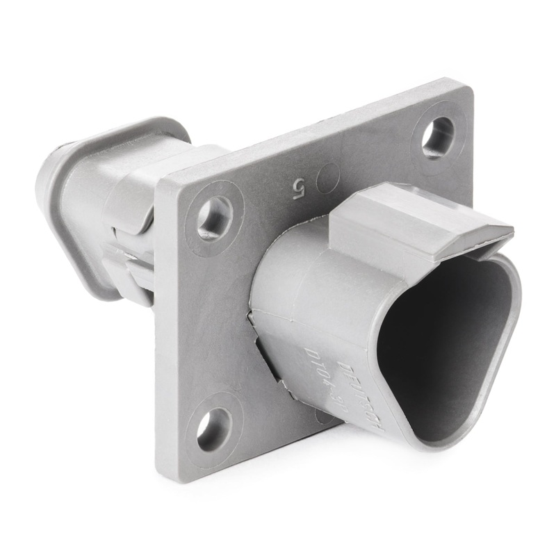 DT04-3P-LE08 – DT Series – 3 Pin Receptacle – Welded Flange, Shrink Boot Adapter, Gray