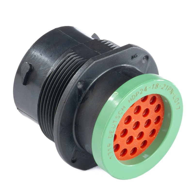 HDP24-18-21PN-L017 – HDP20 Series – 21 Pin Receptacle – 18 Shell – N Seal – Ring Adapter – Flange